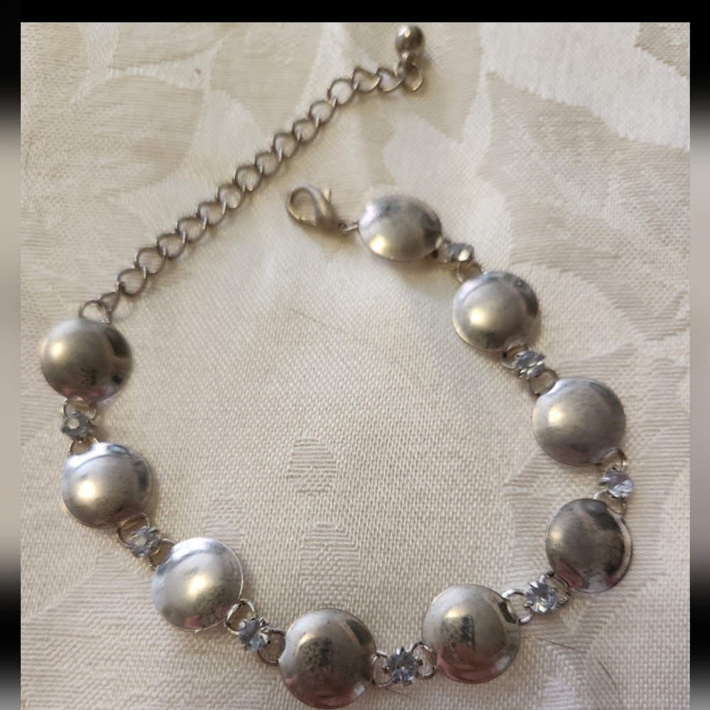 Silvertone & Rhinestone Bracelet